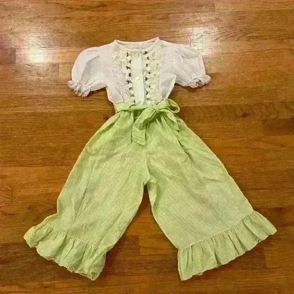 Vintage isaacson carrico of el campo romper size 4 lightweight floral ruffle